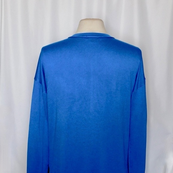 SAKS FIFTH AVENUE Blue Lace Up Silk Cashmere Pullover Sweater Solid Medium - Picture 7 of 10